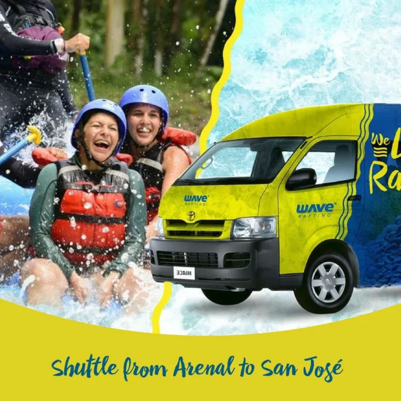 Shuttle from Arenal to San Jose with Rafting Class II-III